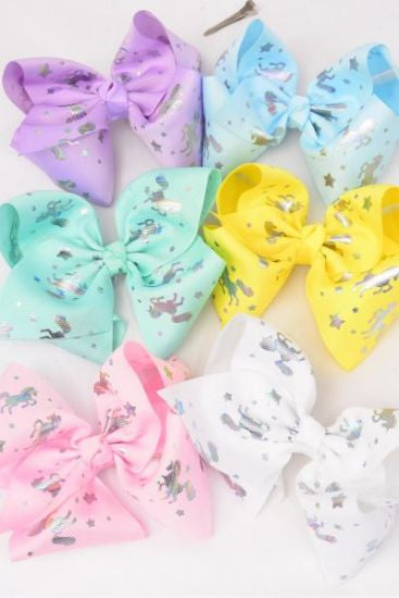 Unicorn Metallic Silver Hair Bow