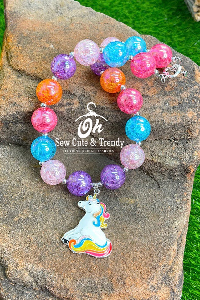 Unicorn Beaded Bubble Necklace