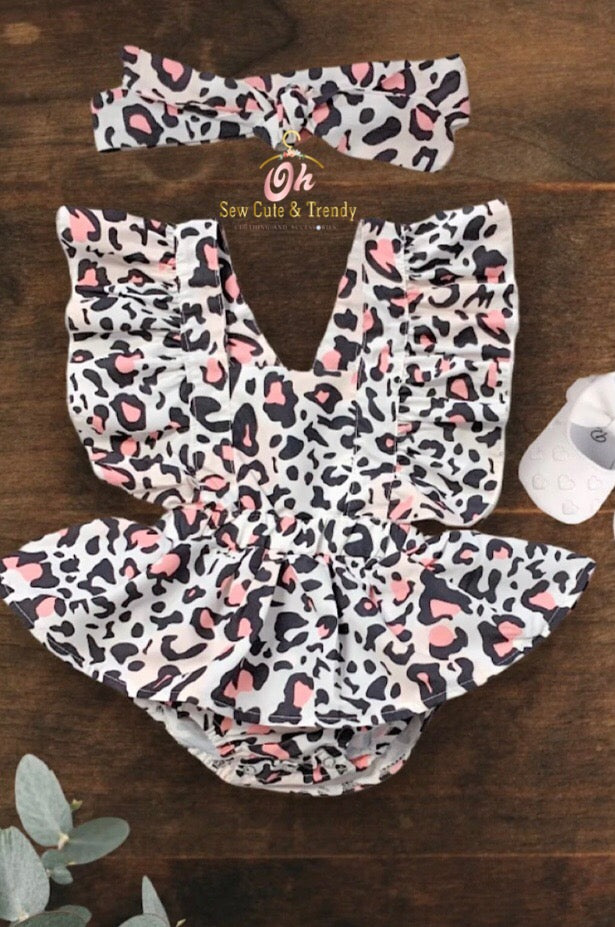 Leopard Print Ruffled Onesie