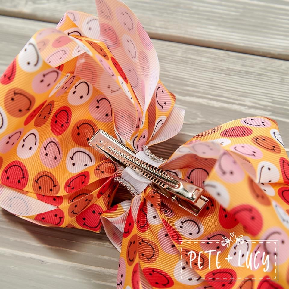 Smiley Face Deluxe Hair Bow