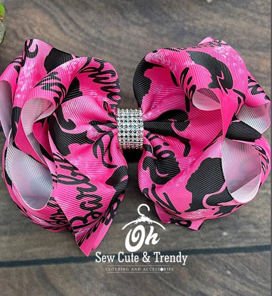 Pink/Black Doll Hair Bow