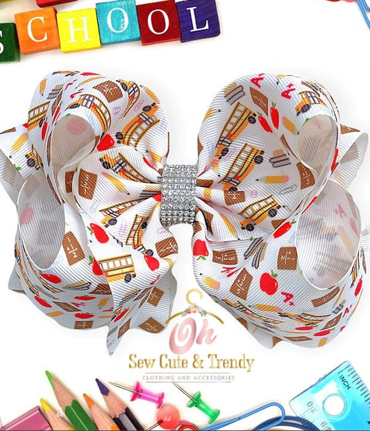 White Back to School Hair Bow