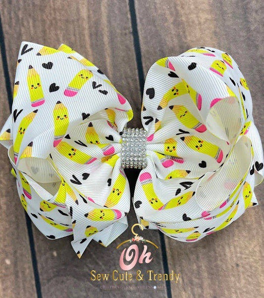 Yellow Pencil Back to School Hair bow