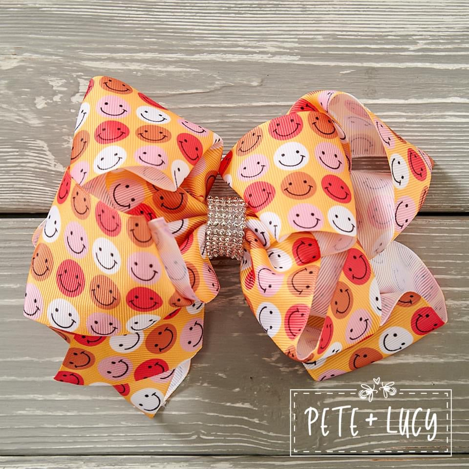 Smiley Face Deluxe Hair Bow