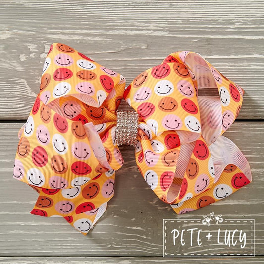 Smiley Face Deluxe Hair Bow