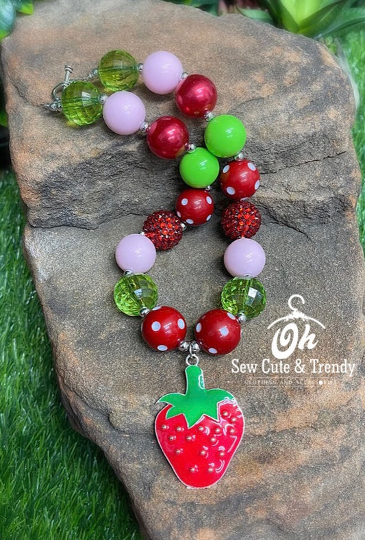 Strawberry Beaded Bubble Necklace