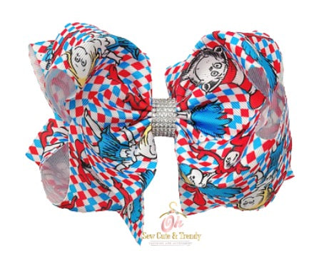 Red and Blue Cartoon Character Hair Bow