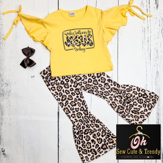 Yellow Leopard 2-piece Pants Set