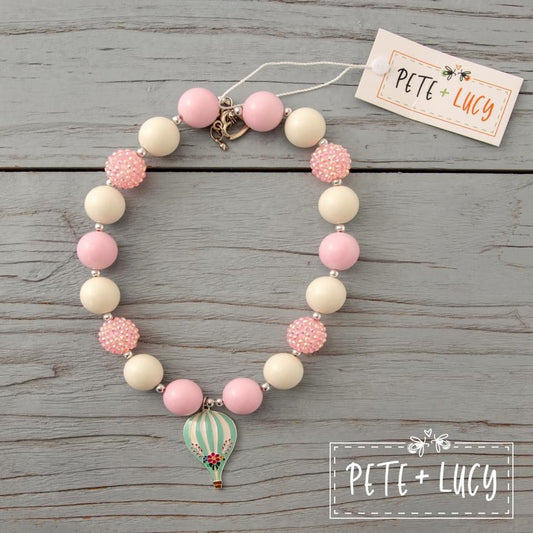 Pink Balloons Beaded Necklace