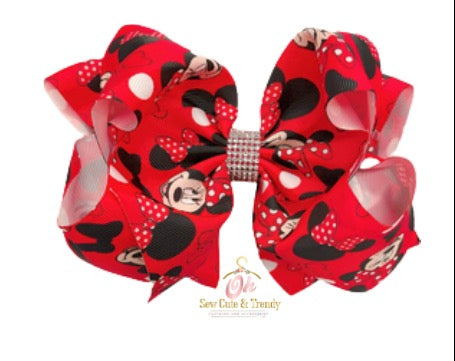 Red and Black Cartoon Character Hair Bow