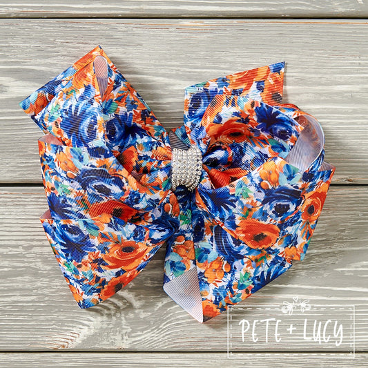 Painted Florals Deluxe Hair Bow