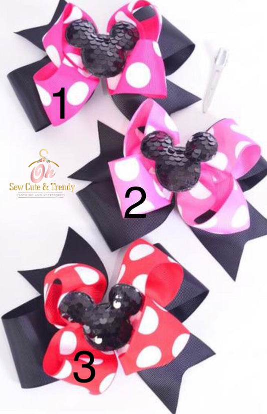 Mouse Character Polka Dot Hair Bow